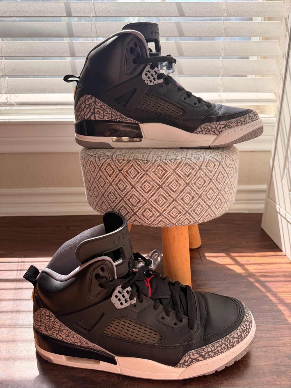 Jordan Black and Gray High-Top Sneakers with Elephant Print